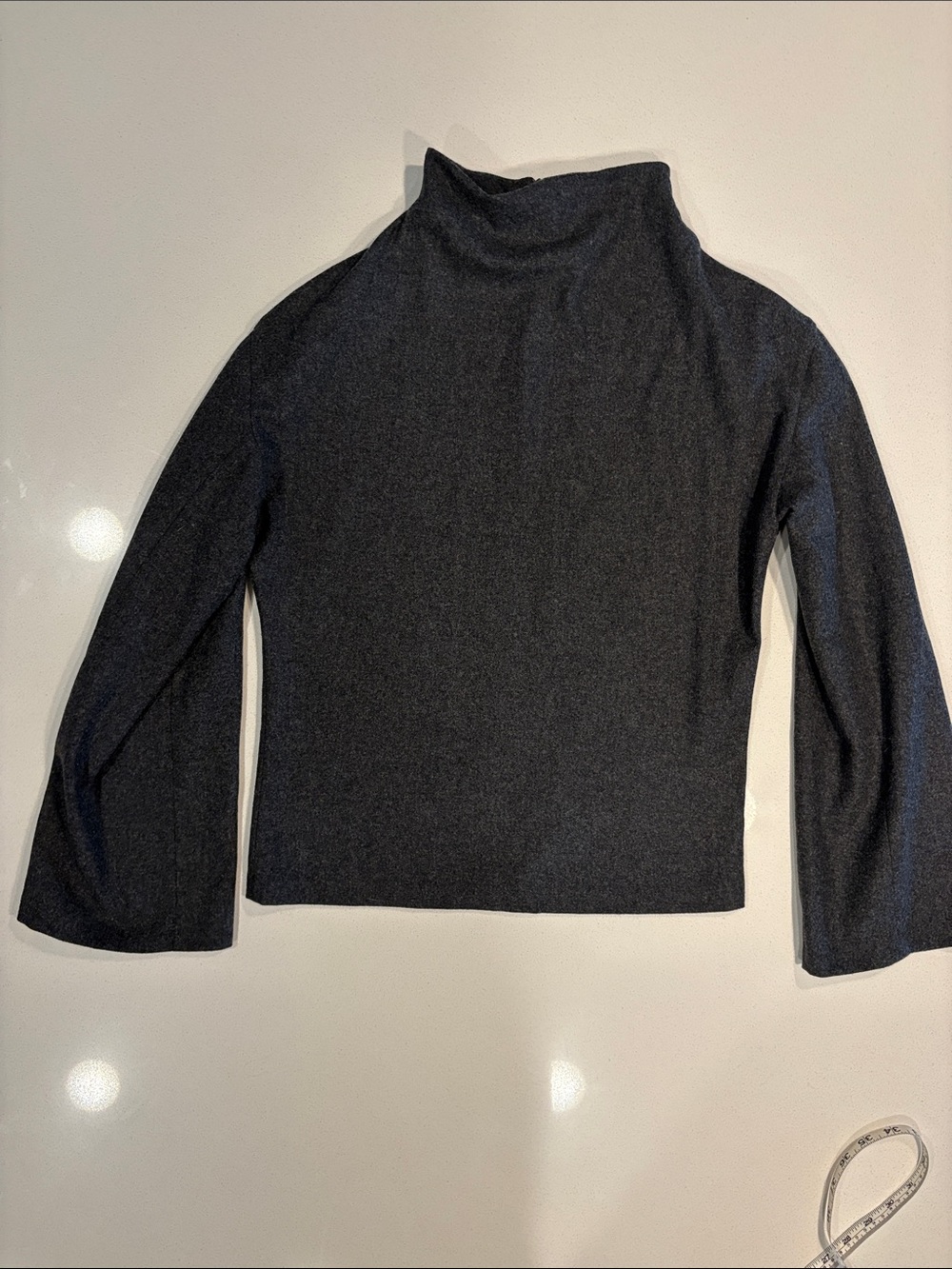 Zara Charcoal Black Long-Sleeve Funnel Neck Top